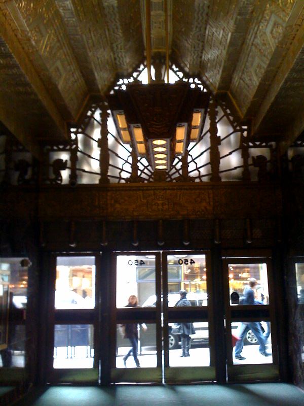 The lobby, looking out to the street at 450 Sutter Street, San Francisco