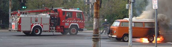 Note: This is an ACTUAL PICTURE of SOME OTHER VAN burning, just like the one I actually saw, which was not this one.