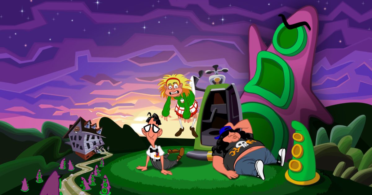 Bernard, Hoagie, Laverne og Purple Tentacle i Day of the Tentacle